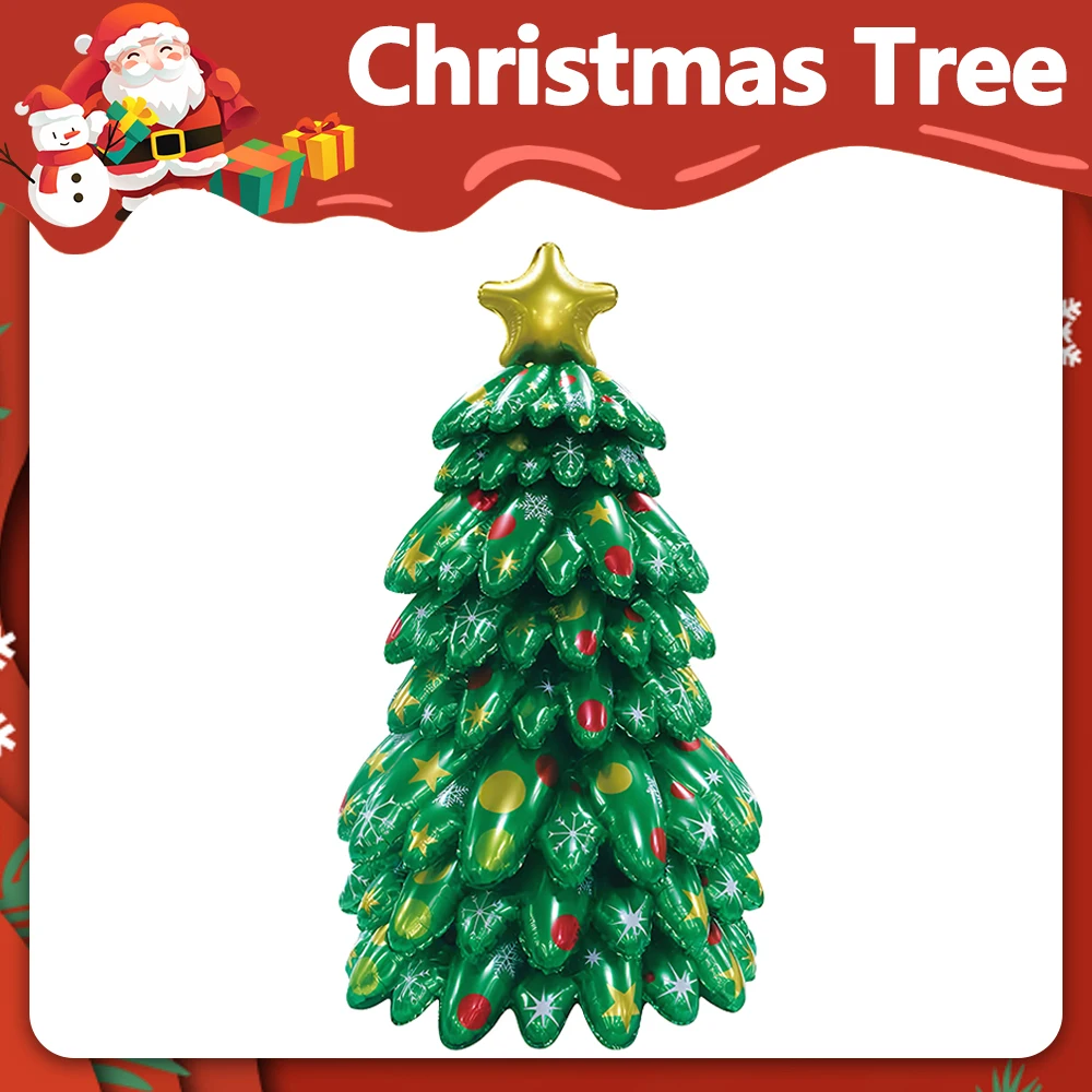

Christmas Tree Aluminum Foil Balloons for New Year Eve Christmas Party Indoor Decorations Standing Inflate Balloon Supplies