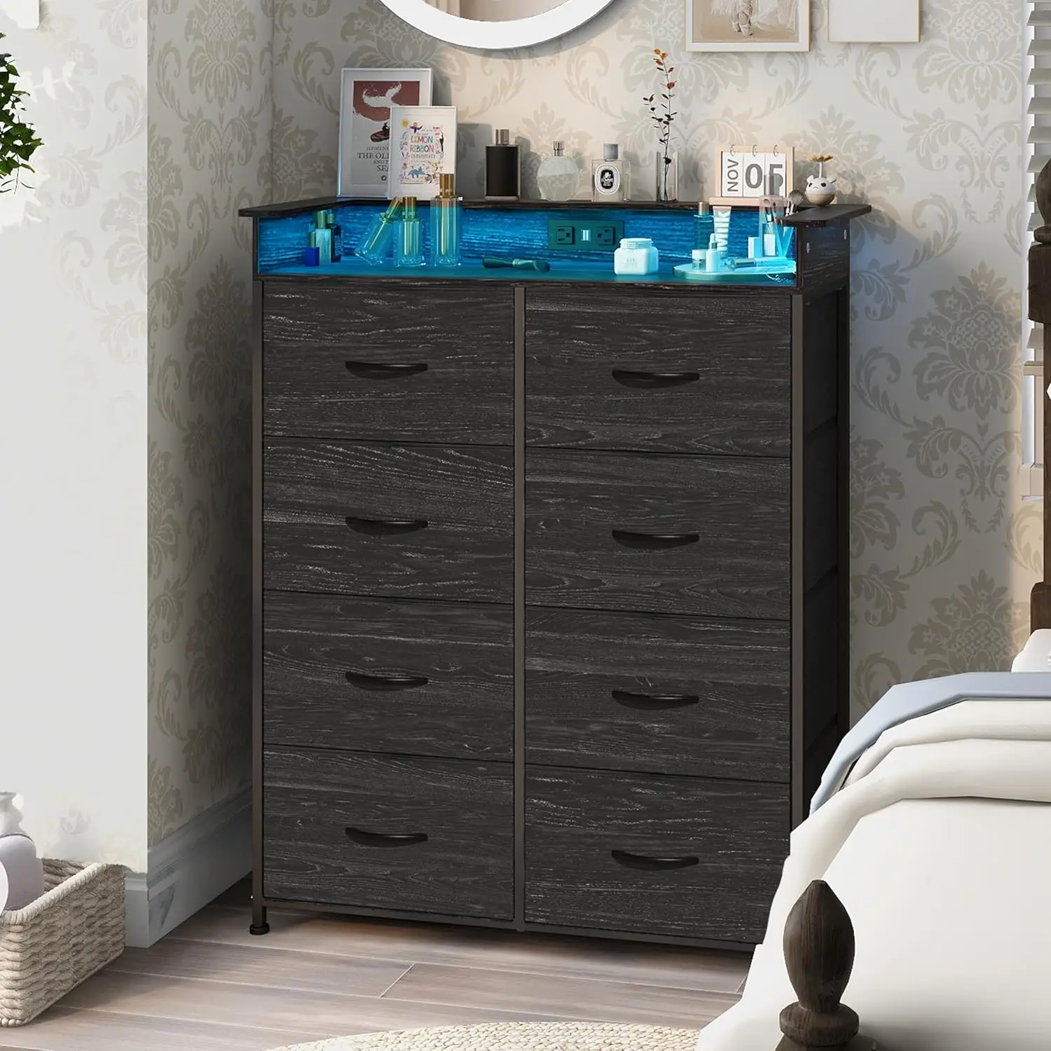 

Tall Storage Tower Entryway Closet Hallway Living Room Black Dresser Bedroom Narrow 8 Fabric Drawers Dresserspromote sales