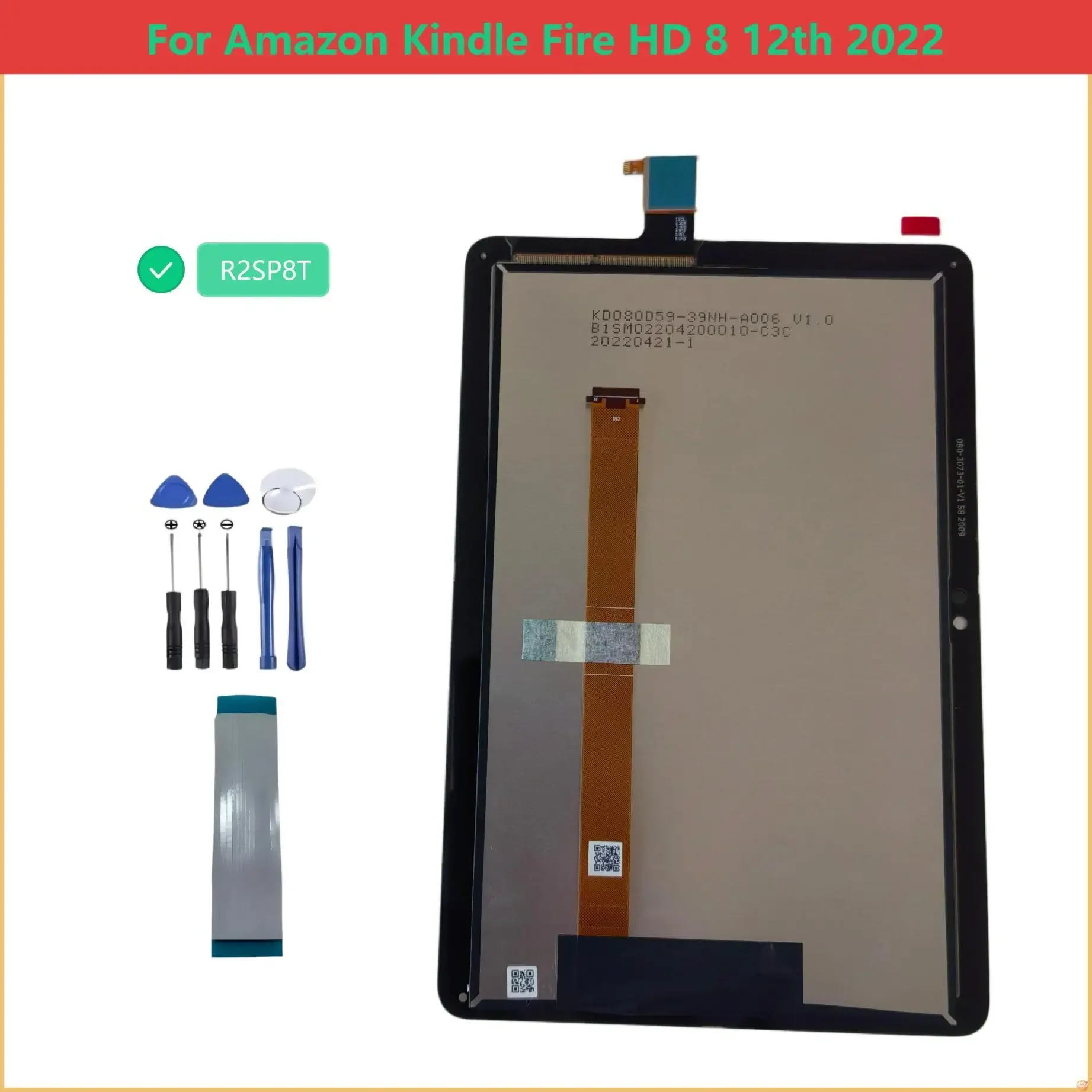 

LCD Display For Amazon Fire HD 8 2022 12th Gen 8.0" R2SP8T LCD Display Touch Screen Digitizer Glass Assembly Repair Parts