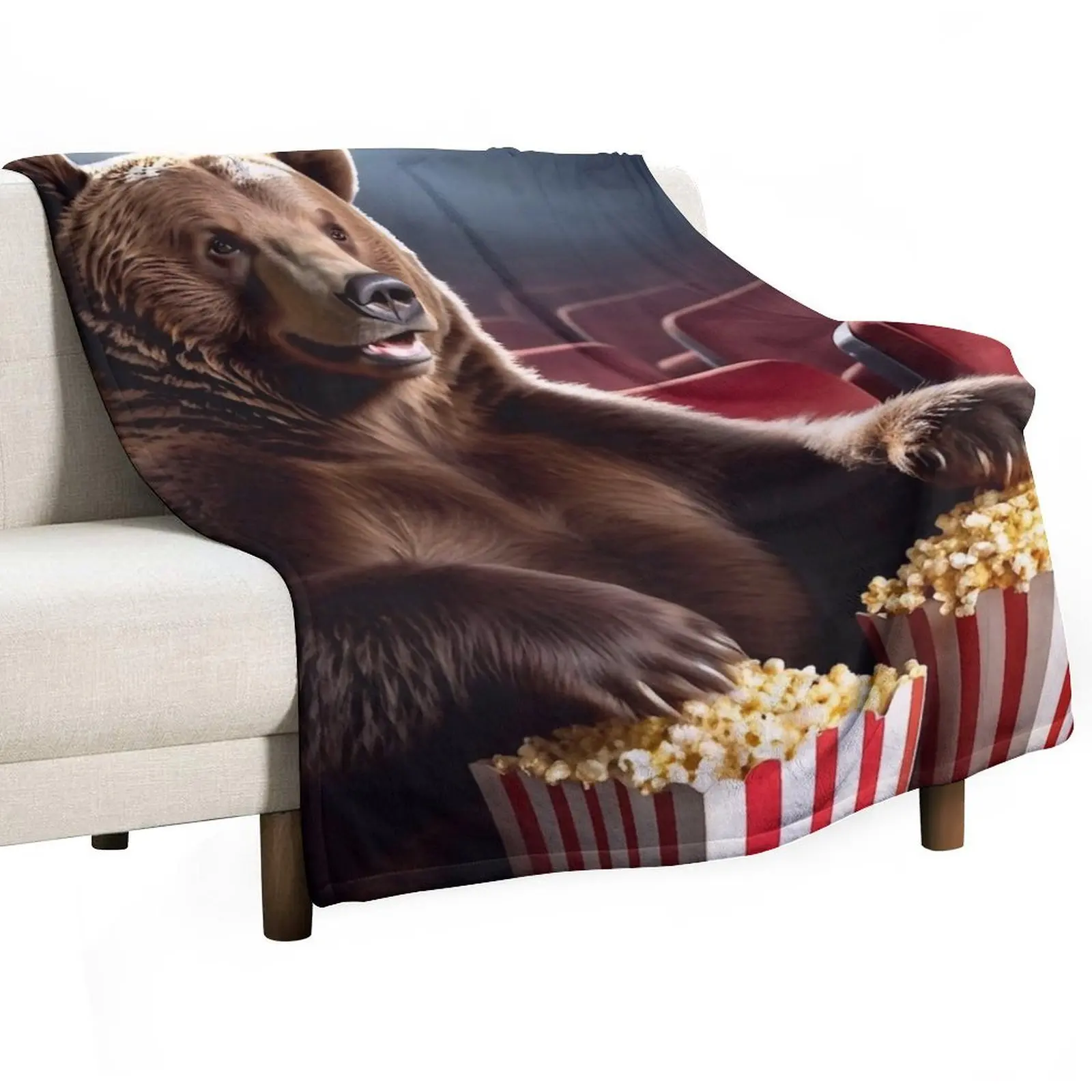 

Bear at the cinema Throw Blanket Beautifuls manga Blankets