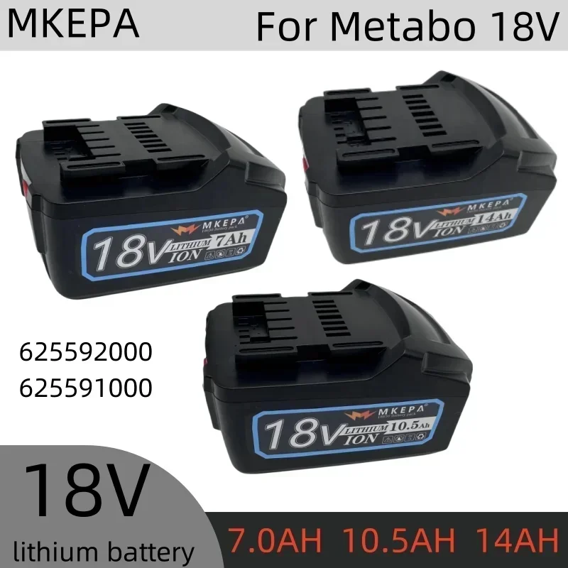 18V 14AH Battery for Metabo Cordless Power Tool Drill Drivers Wrench Hammers for Metabo 18V Battery 7AH-14AH 625592000 625591000