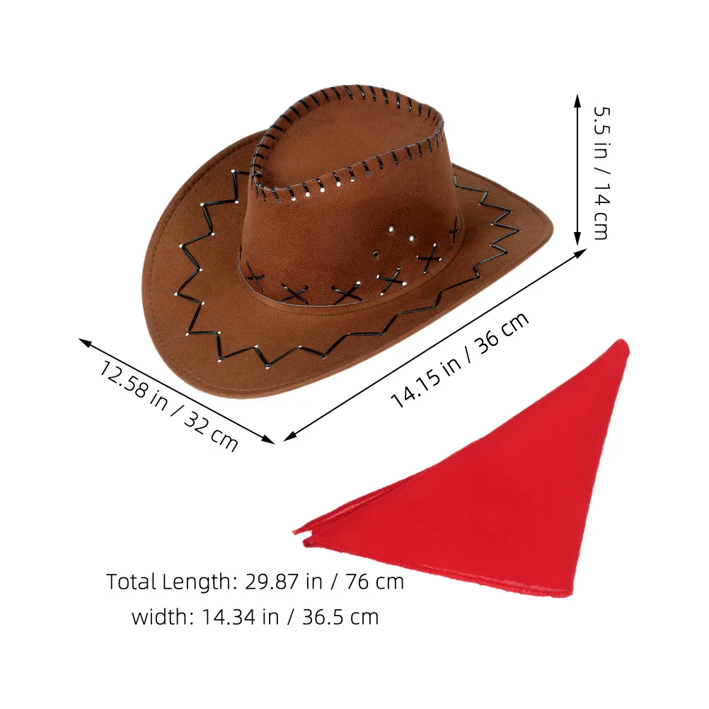 1 Juego de accesorios para disfraz de vaquero, sombrero de vaquera, Bandana triangular, traje occidental para mujeres y hombres, fiesta de Carnaval, mascarada, Halloween