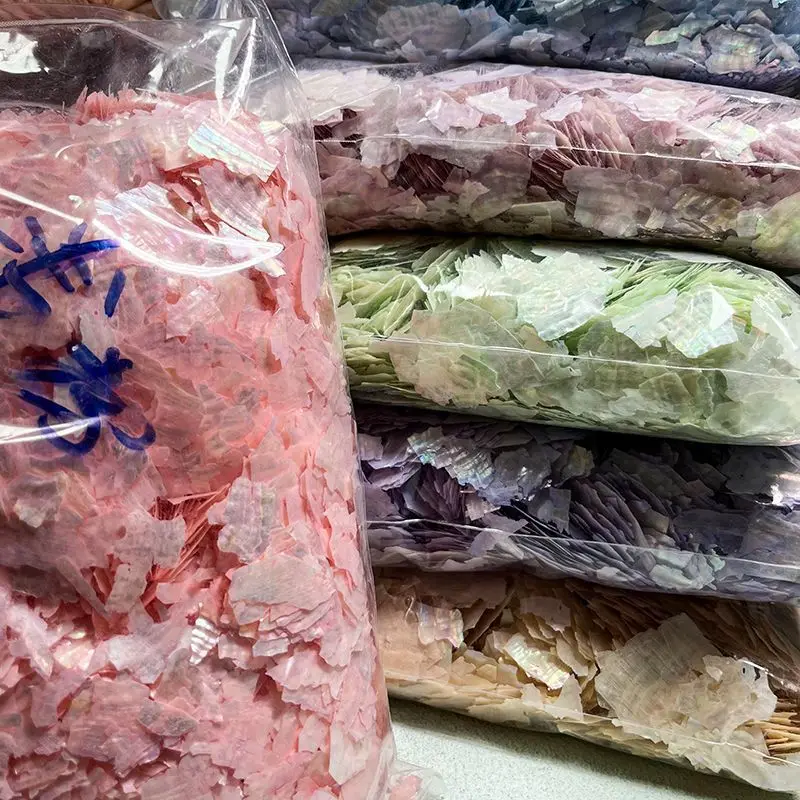 100g/パック ボハイ湾アワビネイルジェム - 虹色マーメイドマニキュア用の超薄型天然シェルフラグメント