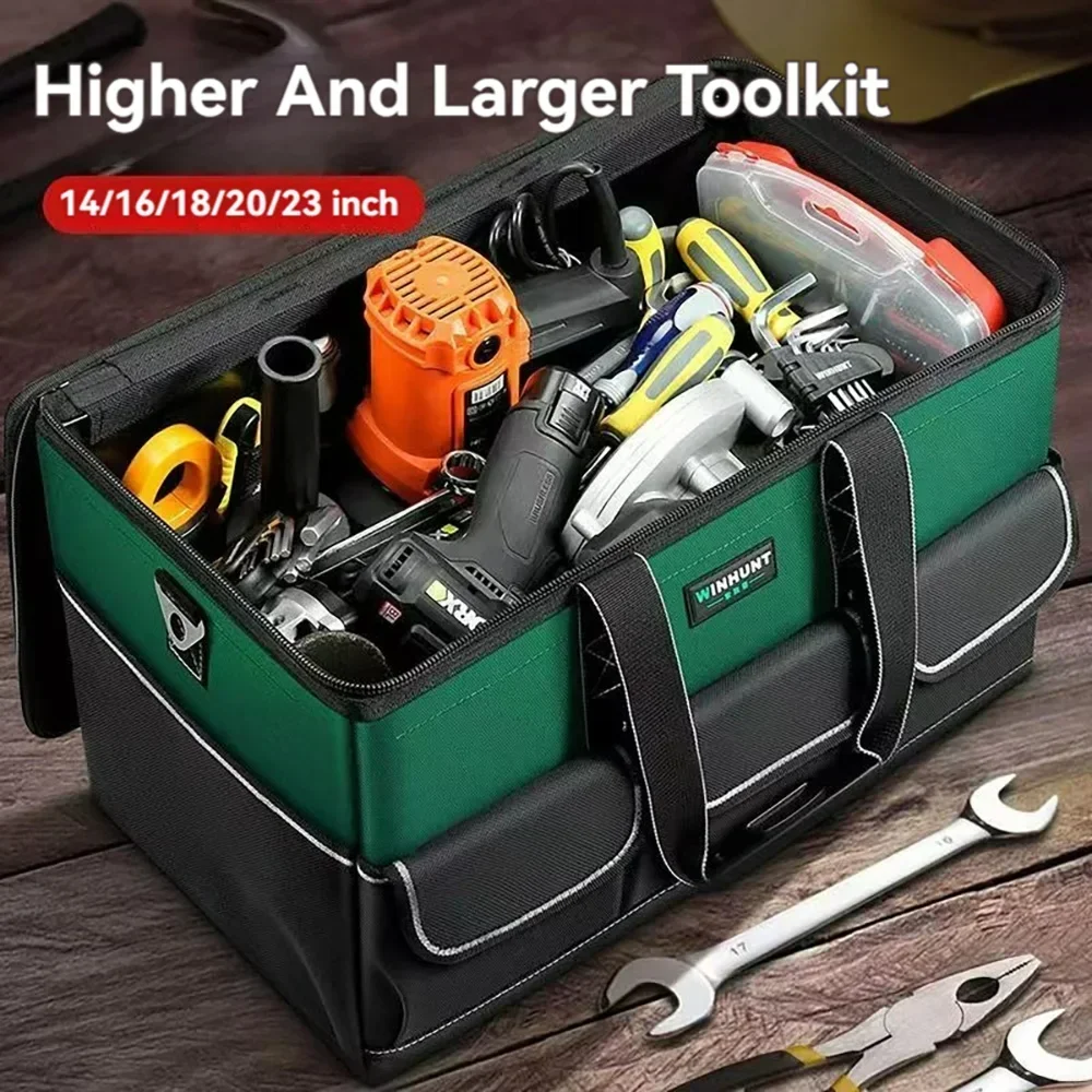 Square Rectangular Waterproof Tool Bags with Strap Large Capacity Bag Tools Increase 30% Capacity for Electrician Carpentry