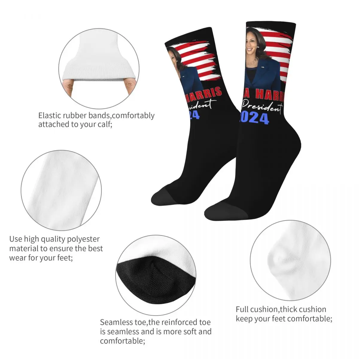 Crazy Design Women Men Kamala Harris For President 2024 Joe Biden Design Socks Stuff Print Socks Cute Wonderful Gifts