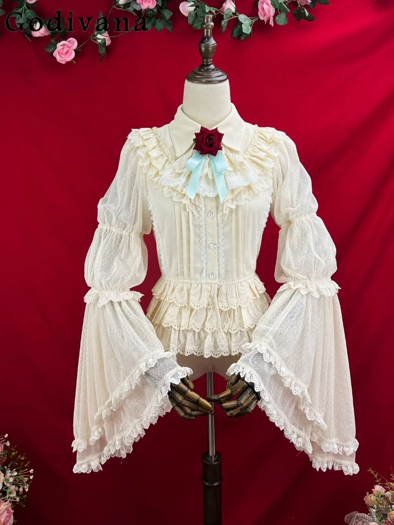 

Japanese Original Lolita Princess Sleeve Shirt SK Skirt Elegant Retro Lady Noble Light Luxury Palace Style Set