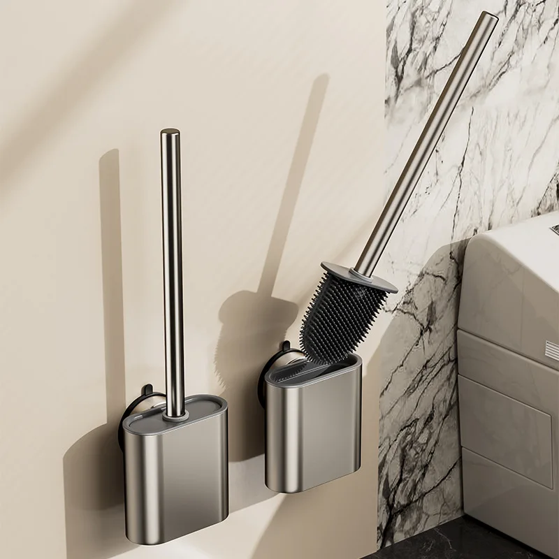 haoxu-トイレ掃除ブラシセット-壁掛けシリコン製トイレブラシ収納ラック-吸盤式トイレブラシ-穴あけ不要