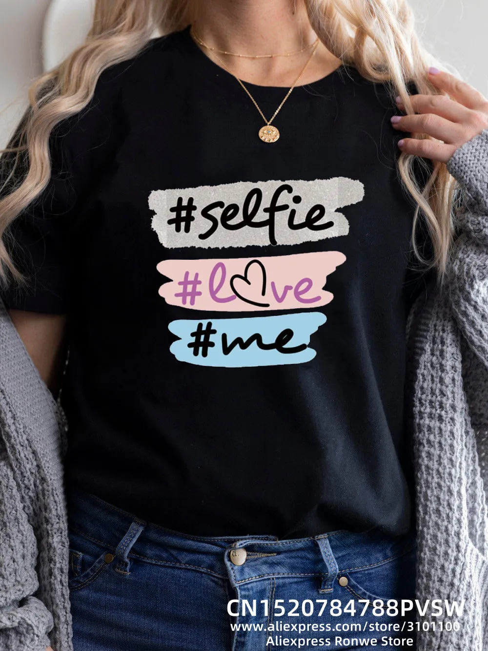 Selfie Eve Me Girl Print Women T-shirts 2022 Summer Y2K Kawaii 90S Tops Tee Lady Sweetshirts Female Harajuku Clothing