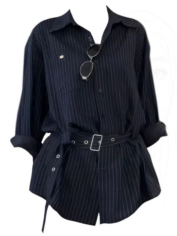 

plus Size Women's Casual Striped irt Autumn New Sle Vintage Simple Plaid Blouse Gathered Ele Top for plus Size