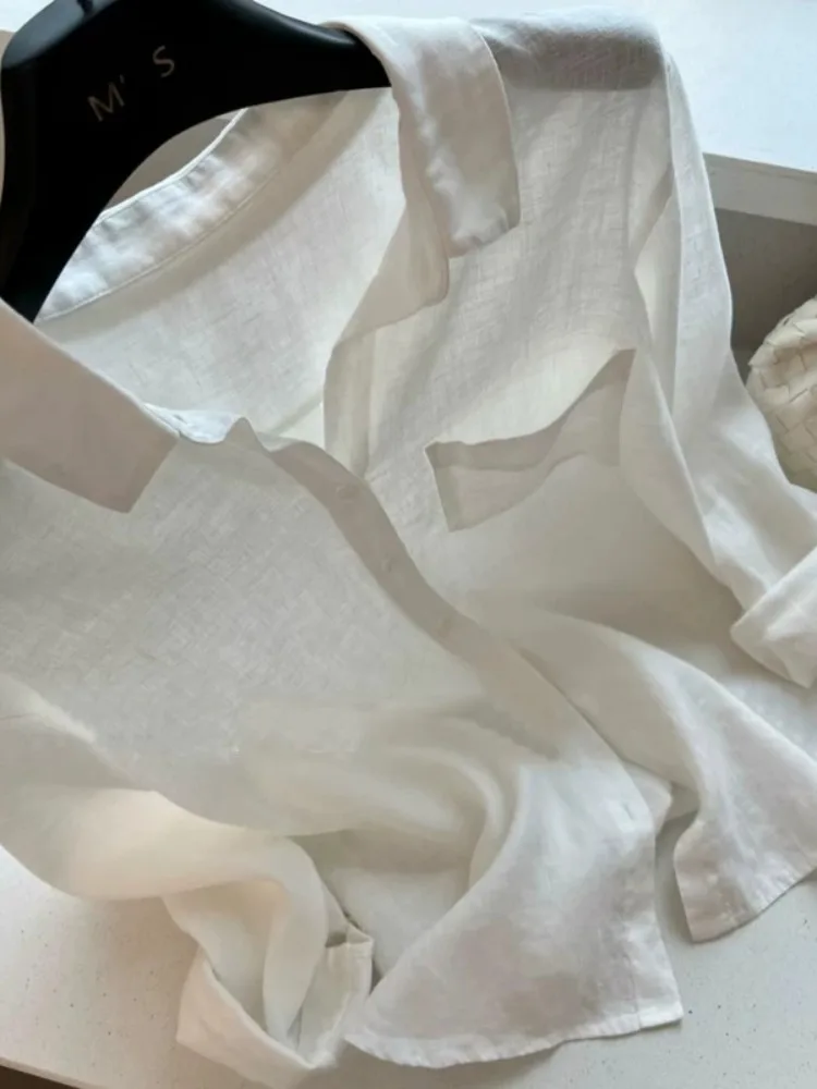 Losse lange Sve zonbescherming irt dames zomerlinnen casual irt kraag bovenkleding jas normaal dun
