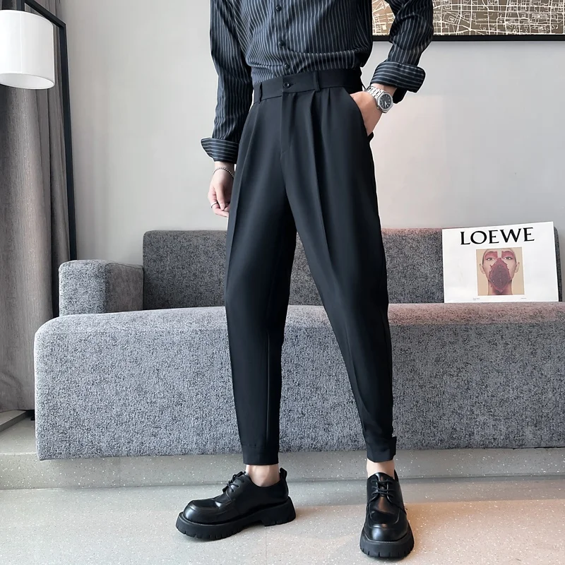 

Spring Autumn New Sle Men's Harajuku Trousers Trendy Suit Pants Cuffed Straight Casual Trousers Youthful Vitali Sle