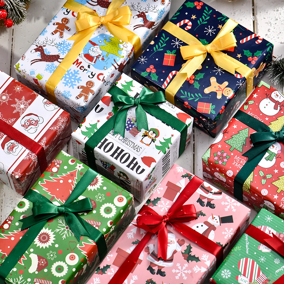 

8pcs/Set Christmas Gift Wrapping Paper Christmas Decorations 2024 Xmas Wrapping Paper Ornaments Navidad Natal New Year Gift 2025