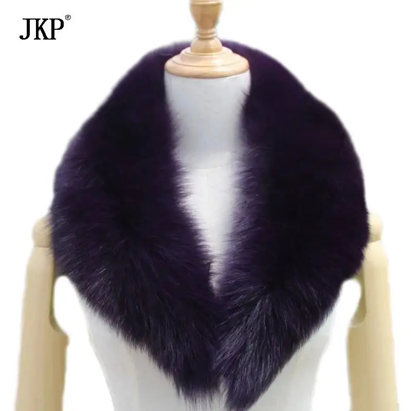 Real Fox Fur collar Men women's Genuine Leather women Fashion Fur Fox Parkas Coat Scarves Fashion Scarf Furry Neck warmer women