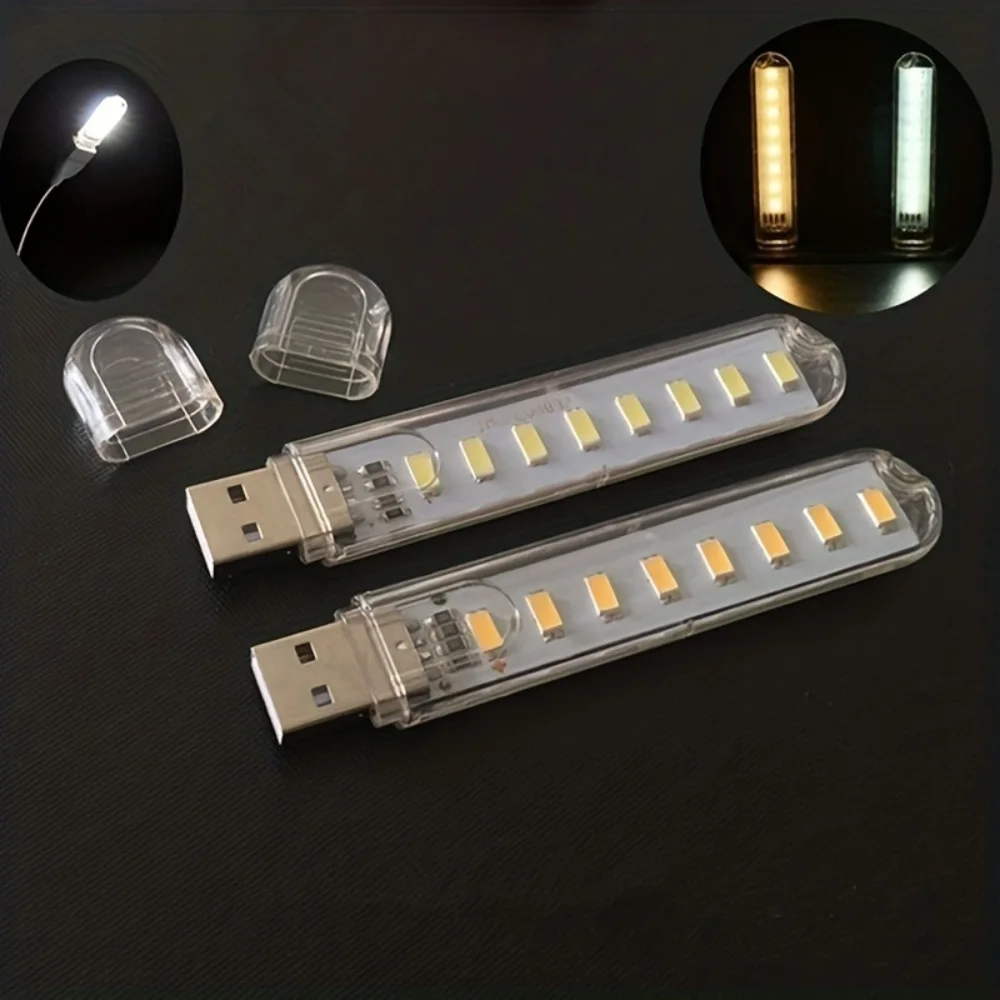 

2 миниатюрных портативных USB-светильника 5В, светодиодные ночники, лампы для чтения и кемпинга, гаджеты для ноутбуков, светильники для учебы