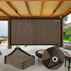 Parasol de tela para balcón, ventana de pantalla de privacidad 85-90%, protección contra el viento, ventana de pantalla de privacidad con ojal, resina UV