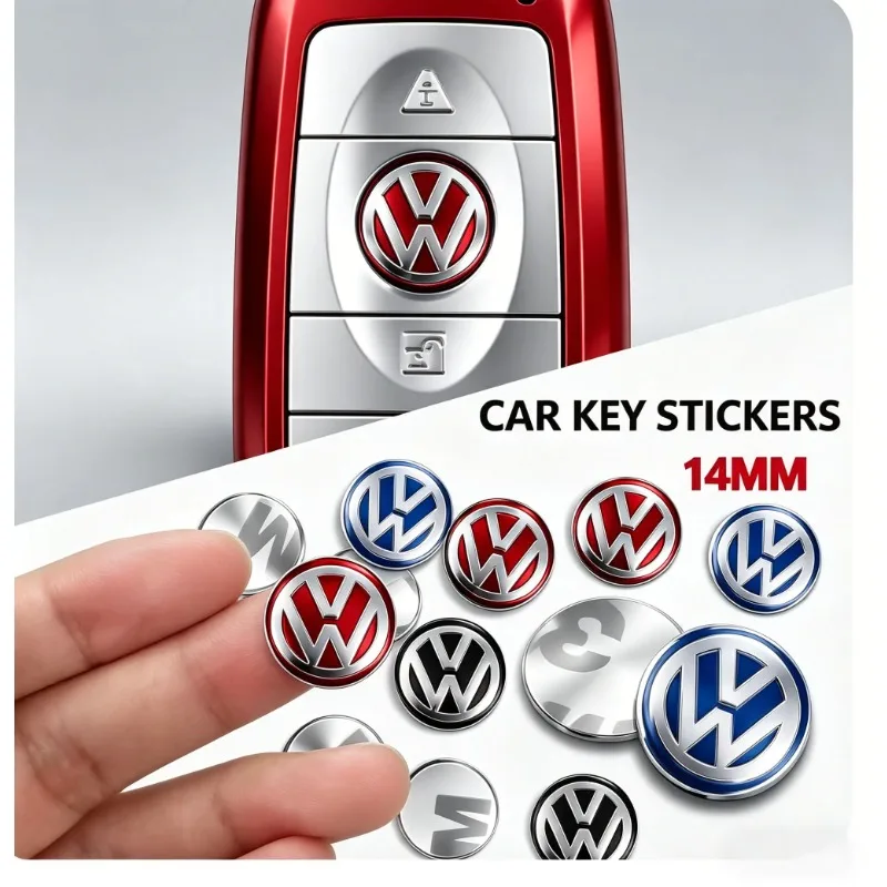 

14mm Car Remote Key Stickers Badge Emblem Car Accessories for VW Golf 4 5 6 7 R GTI TSI TDI R32 MK4 Polo Scirocco CC 601 171