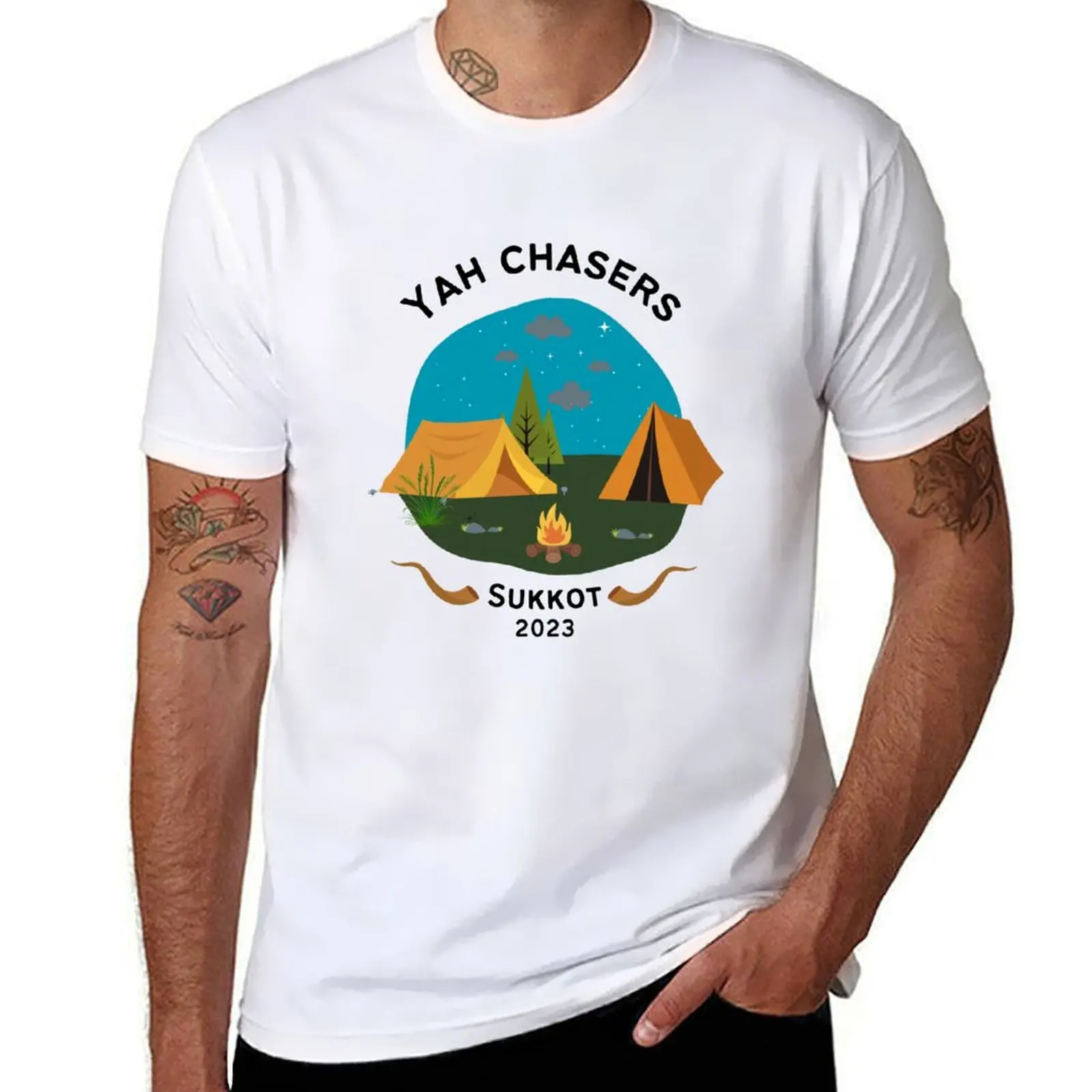 Sukkot Yah Chasers T-Shirt Simple Solid Color Crew Neck Tee