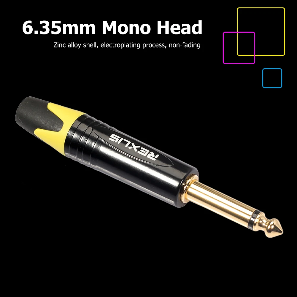 6.35mm Mono Male Plug Adapter 6.35mm Mono Male Plug Audio Connector for DIY Electric Guitar Sound Card Microphone