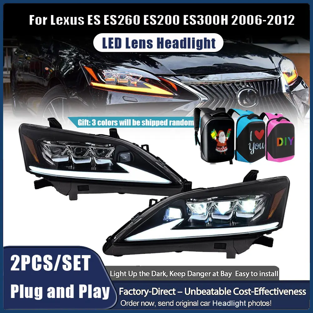 

Фара в сборе для Lexus ES, светодиодная фара 2006-2012, фары ES240 ES300, DRL, указатель поворота, дальний свет, линза проектора «ангельский глаз»