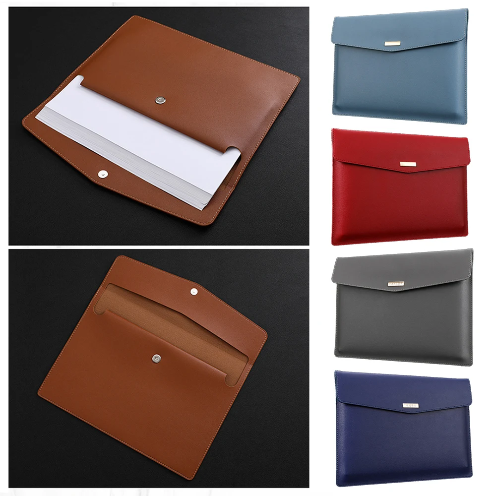 

New A4 Leather File Folder Data Package Document Bag Fashion Briefcase Data Contract Bill File Bag School Office Supplies