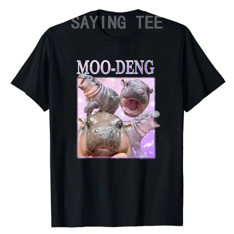 MOO-DENG IL FAMOSO BABY PIGMY HIPPO MOODENG T-shirt Umorismo Divertente Camicette a maniche corte O-Collo Grafica di moda Y2k Top Saying Tee