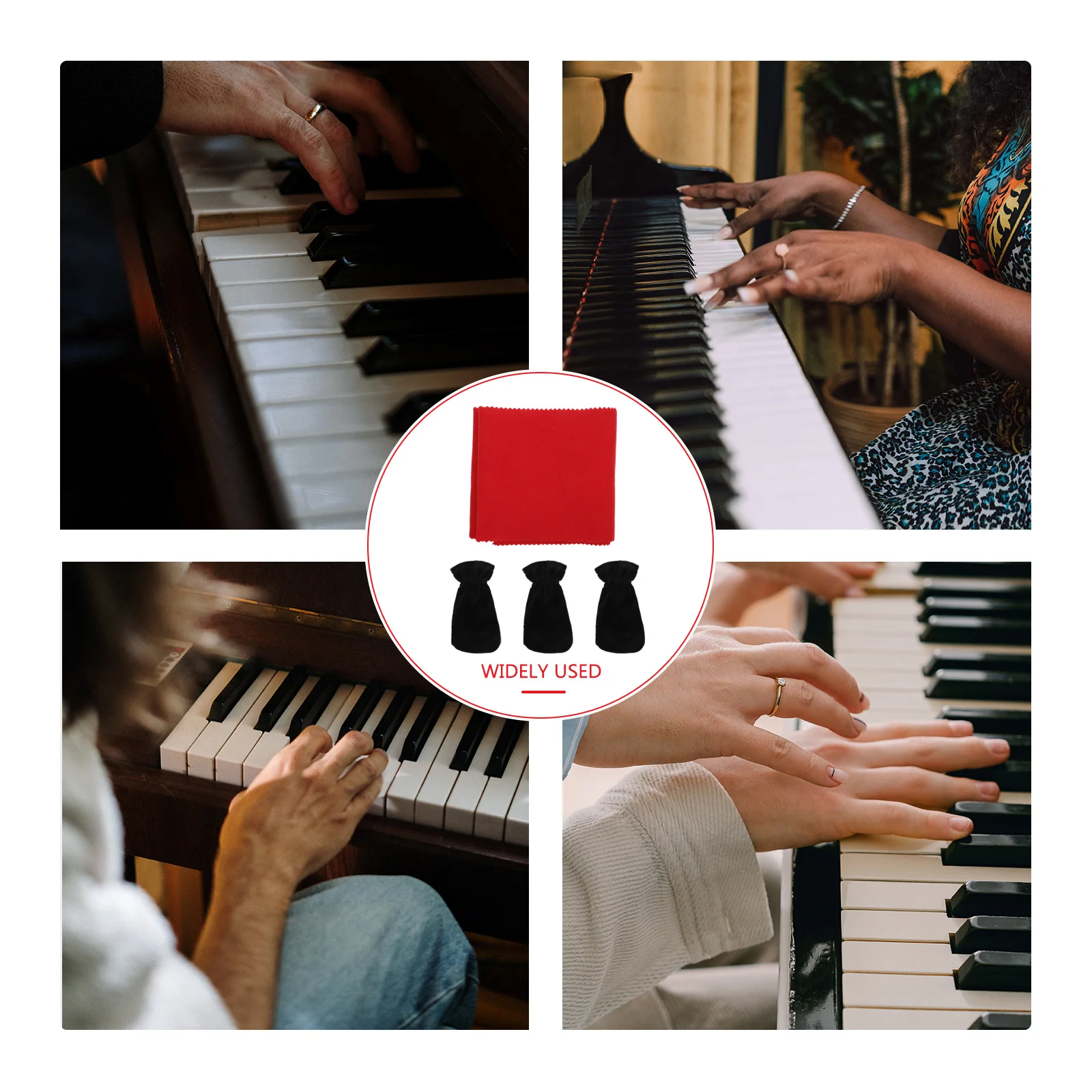 

1Set Universal Piano Cover Cloth Protective Keyboard Cover Non-Slip Foot Covers Scratch Resistant Practical Piano Set