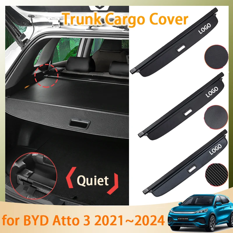 

Trunk Cargo Mat For BYD Atto 3 Yuan Plus EV 2021~2023 2022 Accessories Rear Curtain Retractable Anti-peeping Side Shading Parts