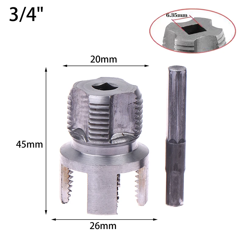 2-Piece Integrated Internal & External PVC Pipe Threader Tool – 1/2" & 3/4" Plastic PPR Threading Set With Hex Shank For Electric Drills