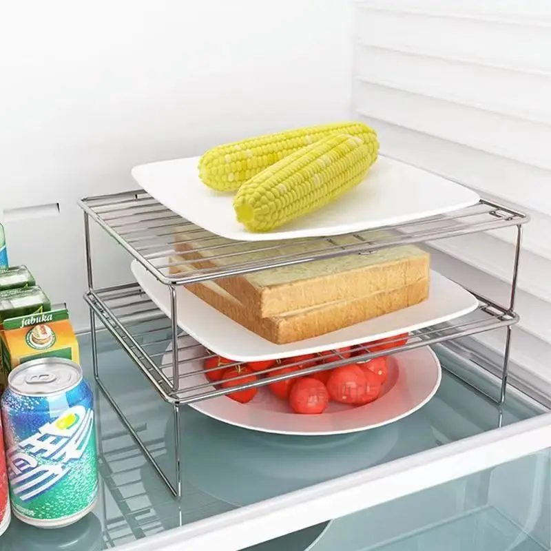 Stainless steel refrigerator internal compartment shelf shelf household kitchen partition storage rack freezer layered rack