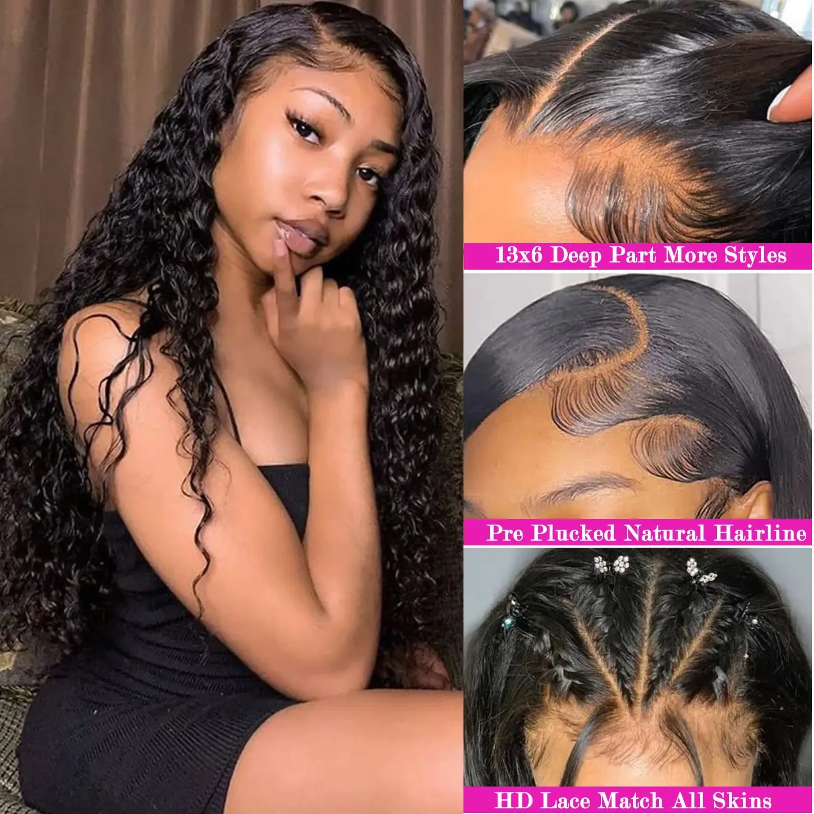 13x6 Deep Wave Lace Frontal Perücke kurz 100% Echthaar lockige Perücken für schwarze Frauen Wahl Brasilien lose Welle Perücken billig zum Verkauf