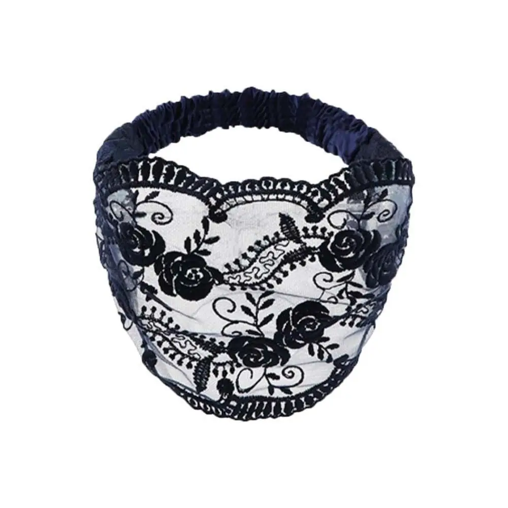 

Non Slip Lace Flower Headband Transparent Lightweight Mesh Hollow Hairbands Elastic Hair Accessories Wide Side Head Wrap Party
