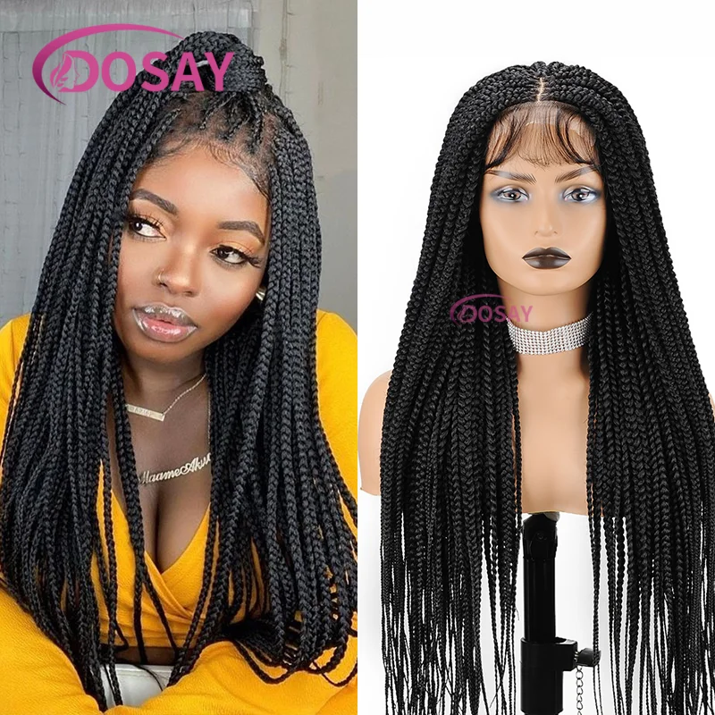 

36-дюймовые синтетические длинные кружевные плетеные парики без узлов для чернокожих женщин, косички, кружевной парик, кружевной передний парик с волосами ребенка