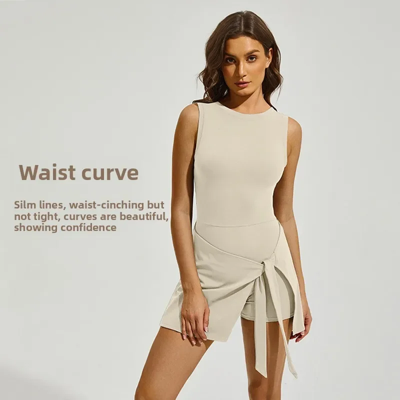 

Летняя спортивная теннисная юбка, женская дышащая искусственная юбка из двух частей для бадминтона, спортивная короткая юбка для фитнеса на открытом воздухе