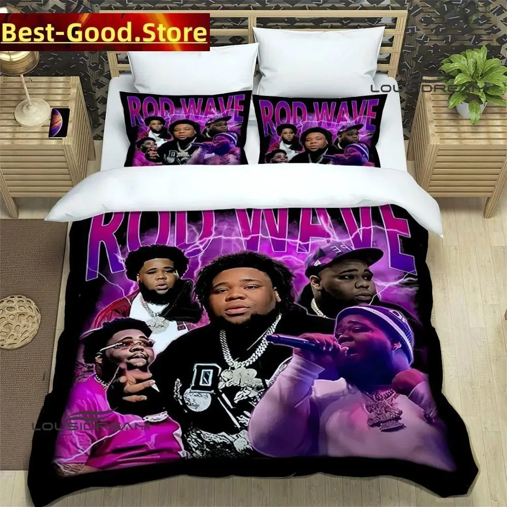 3D Print Fashion Rapper Rod Wave Bedding Set Boys Girls Twin Queen King Size Duvet Cover Pillowcase Bed boys Adult Bedroom