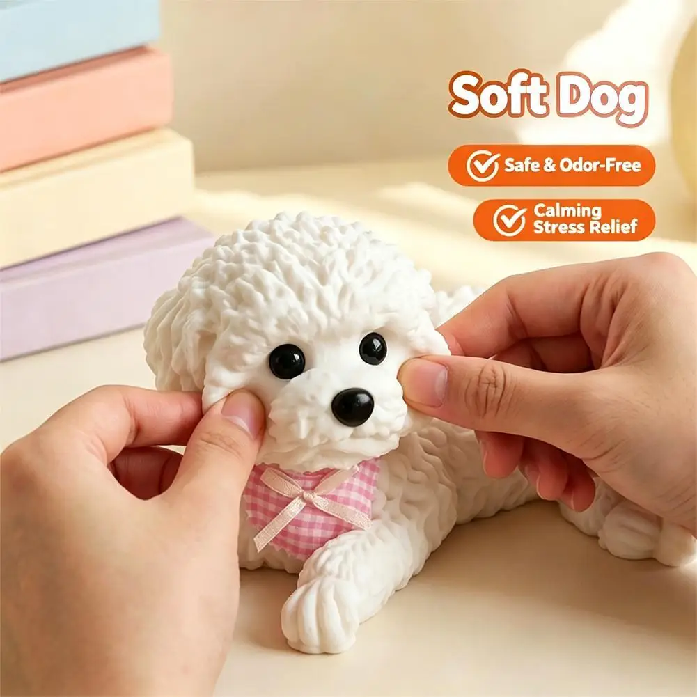 Cute Pet Dog Car Ornaments Realistic Puppy Slow Rising Squeeze Toy Dog Figurine Crafts Car Ornament Anti Stress Release Toy