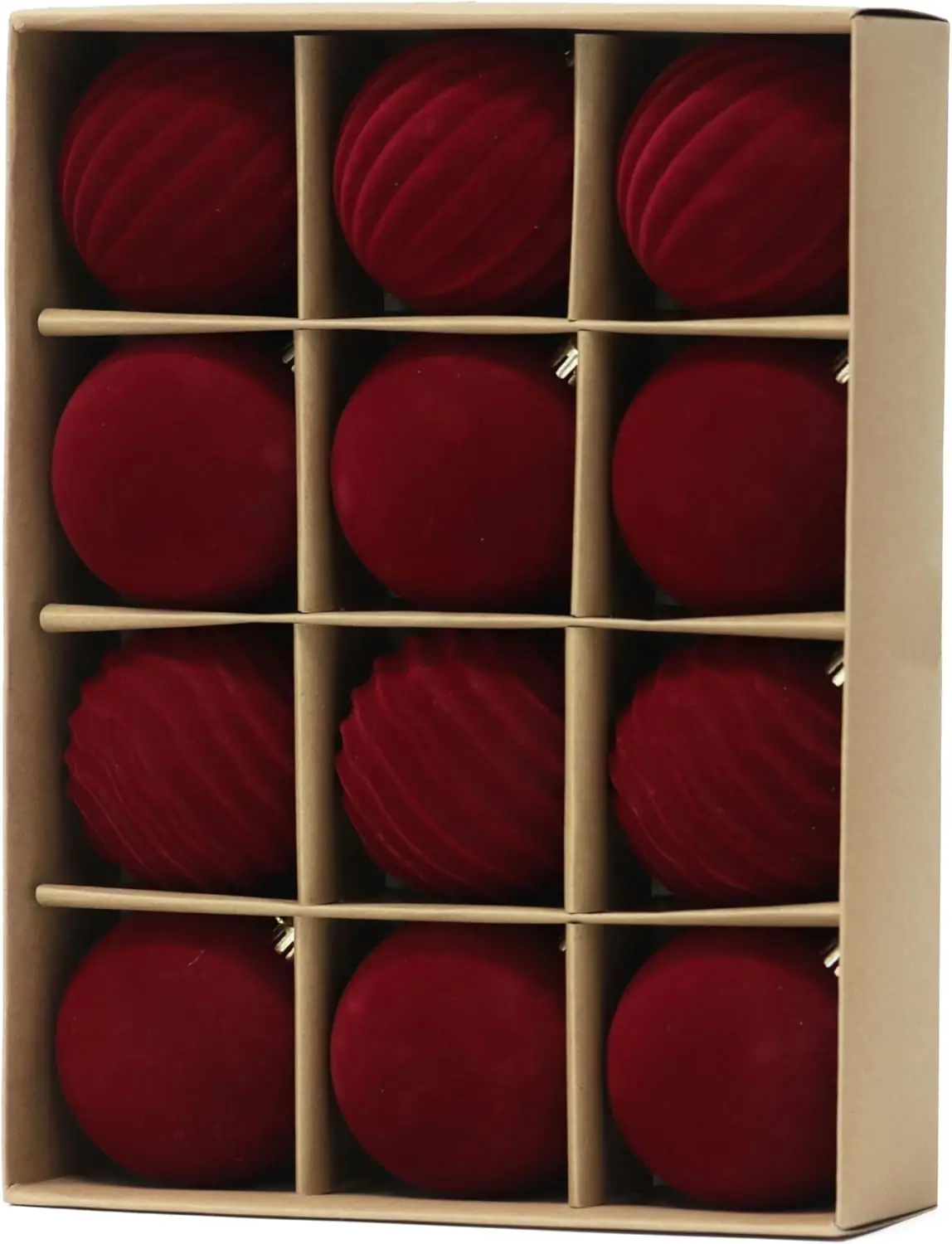 

3,15-дюймовые красные бархатные рождественские украшения, 12 шт., флокированные шары для декора елки