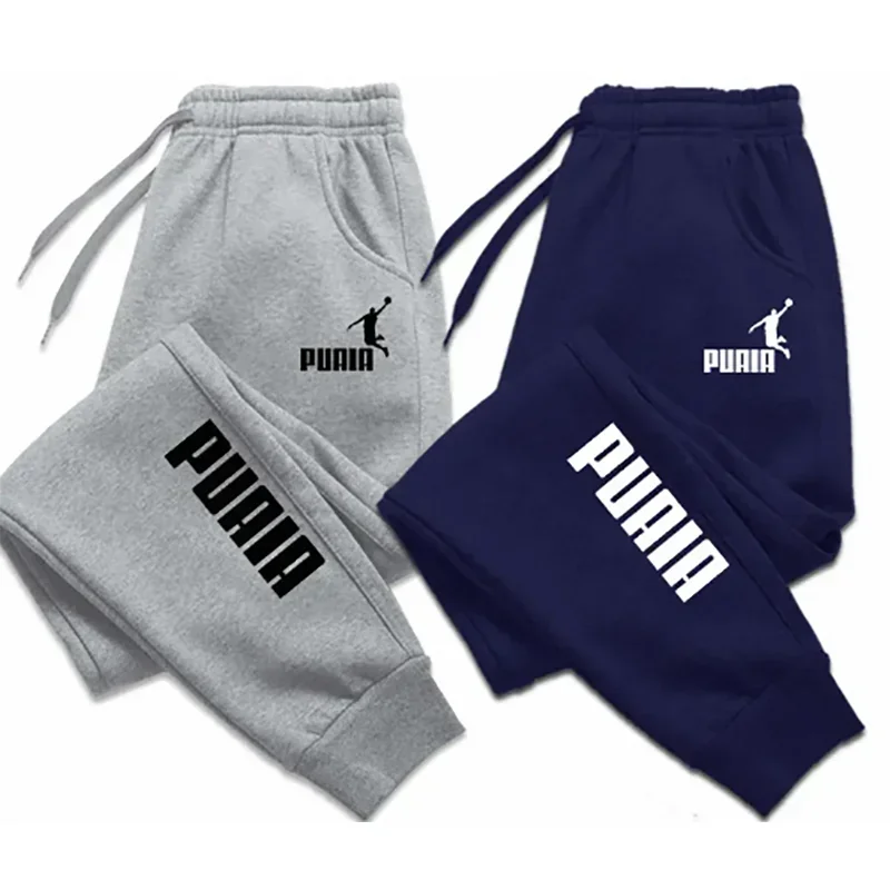 Print Men's Pants Autumn/Winter PUAIA New Sport Jogging Trousers Fitness Loose Fit Clothing Solid Color Outfit Streetwear Pants