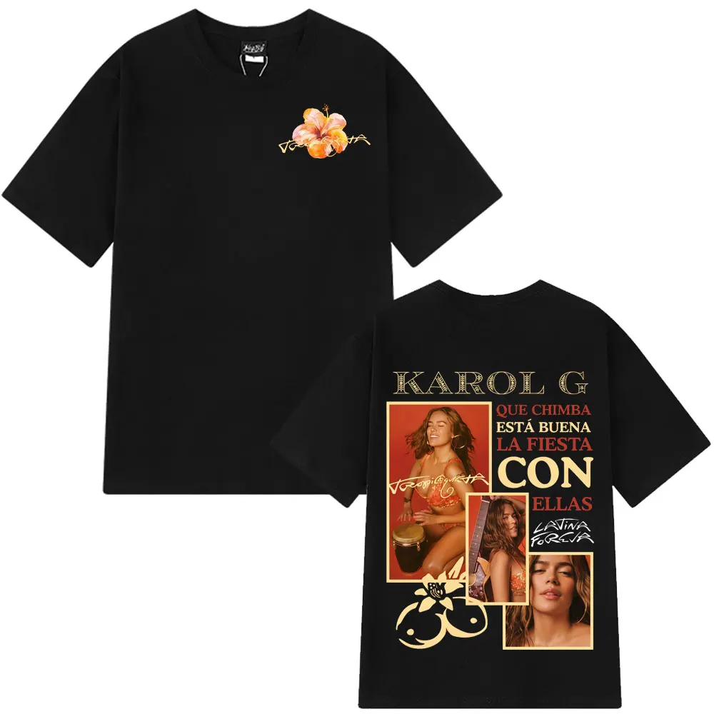 Cantante Karol G Tropicoqueta 2025 Album T-shirt Uomo Donna Moda Estetica T-shirt alla moda Casual Cotone T-shirt oversize Top