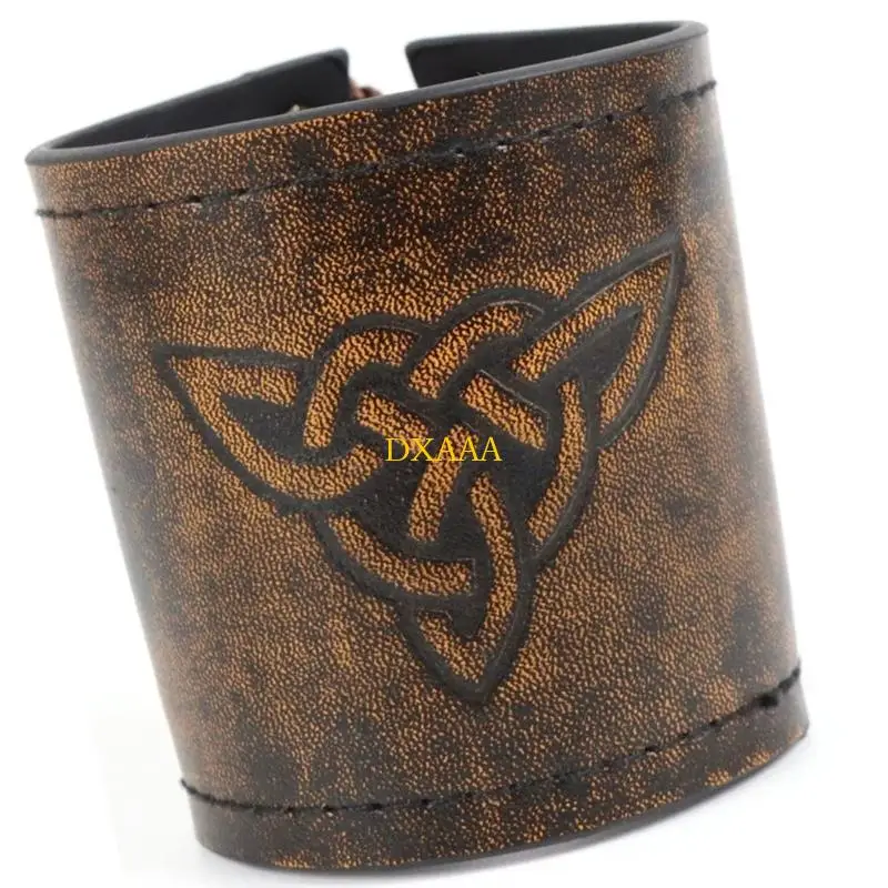 DXAA Guardia brazo medieval Guantallas cuero PU ajustable pulsera en relieve para hombres