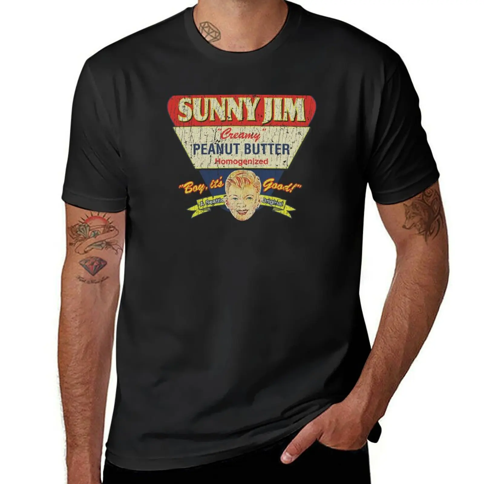 Sunny Jim Peanut Butter 1921 T-Shirt tops plain mens tall t shirts