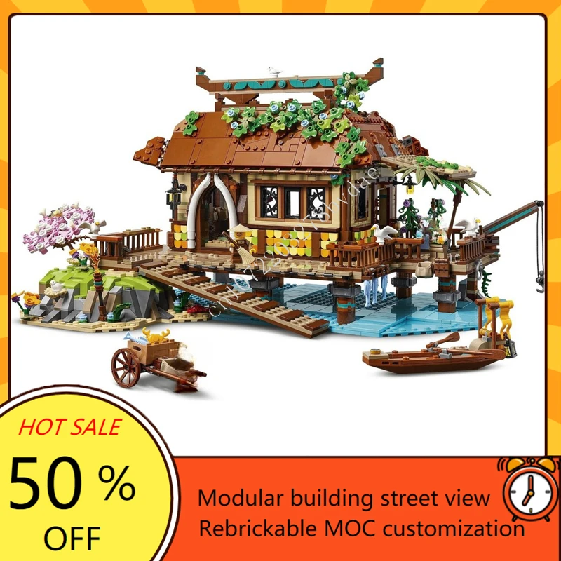 MOC-décennie s de construction de maison d'océan, modèle de vue sur la rue, architecture modulaire, assemblage éducatif bricolage, jouets modèles, cadeaux créatifs, 2208 pièces