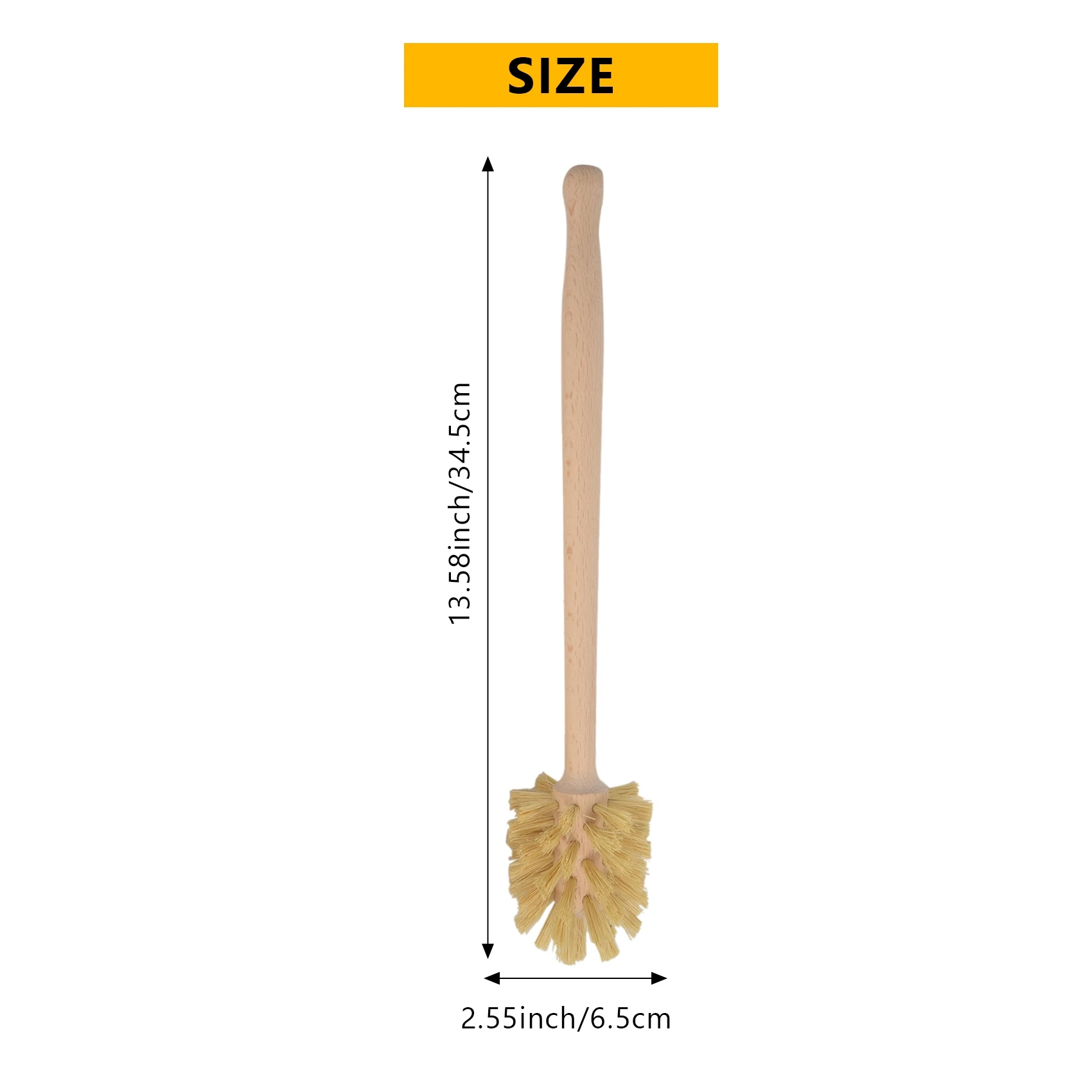 Toilet Brush, 2 Pack Wood Toilet Brush Made of Beechwood, Strong Jute Bristles with 360° Cleaning Power