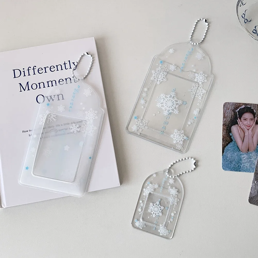 Acrylic PVC Card Cover Photocard Holder Love Heart Pendant Hanging Decoration Idol Card Display Protector With Keychain