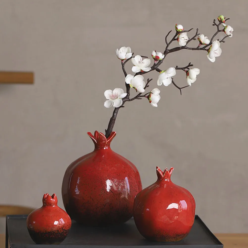 

Decorative Pomegranate Vase Stable Flat Bottom Flower Planter Desktop Vase for Artificial Dried Fresh Flowers Home Decor