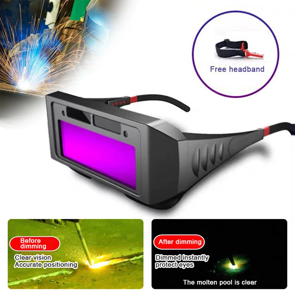 

Auto Darkening Welding Helmets Automatic Light Change Auto Darkening Anti- Eyes Shied Goggle Glasses Solar energy Eyes Glasses