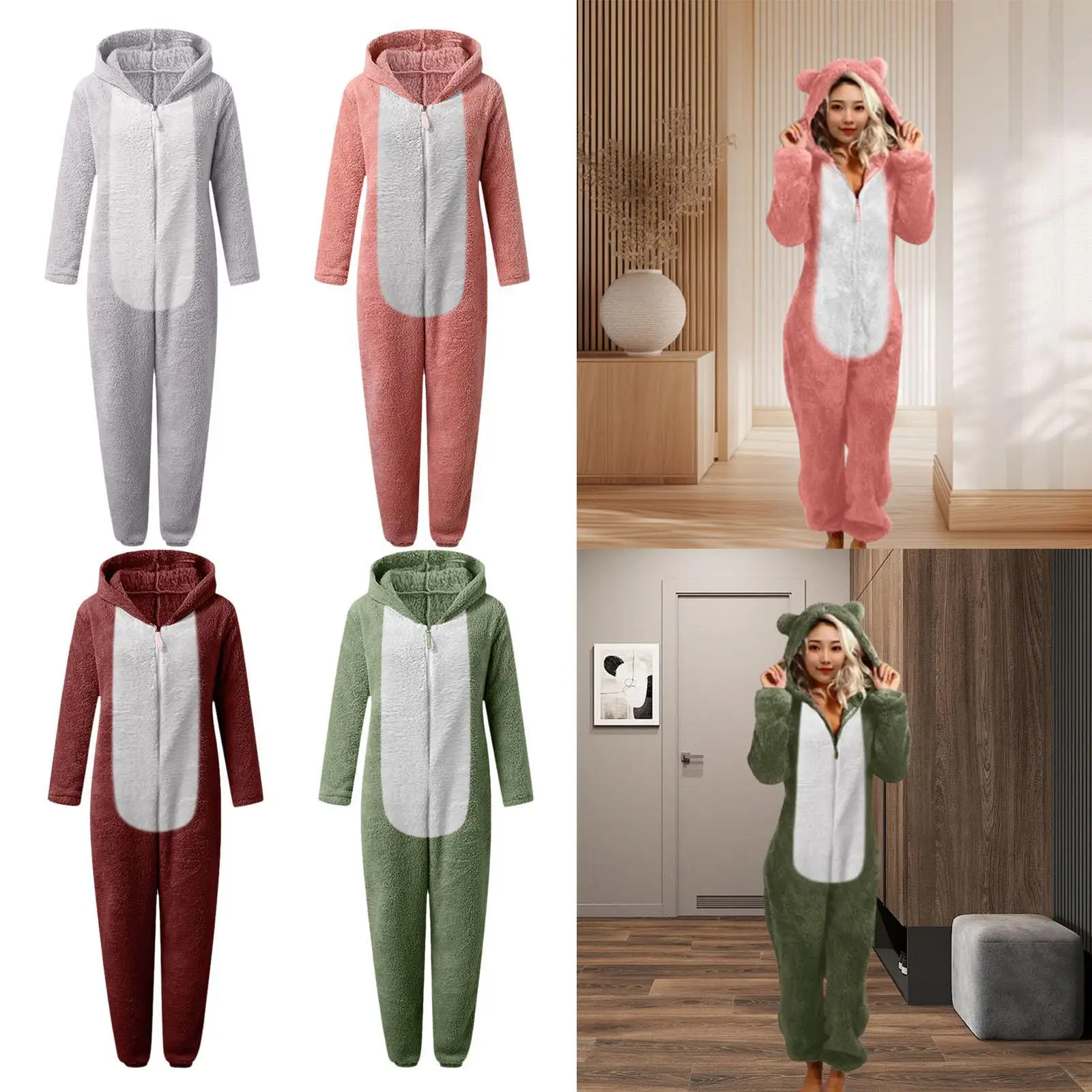 Women's Onesie Pajamas Nightclothes Cosplay Costume Hooded Loungewear for Role Play Dress up Stage Performance Halloween Cosplay