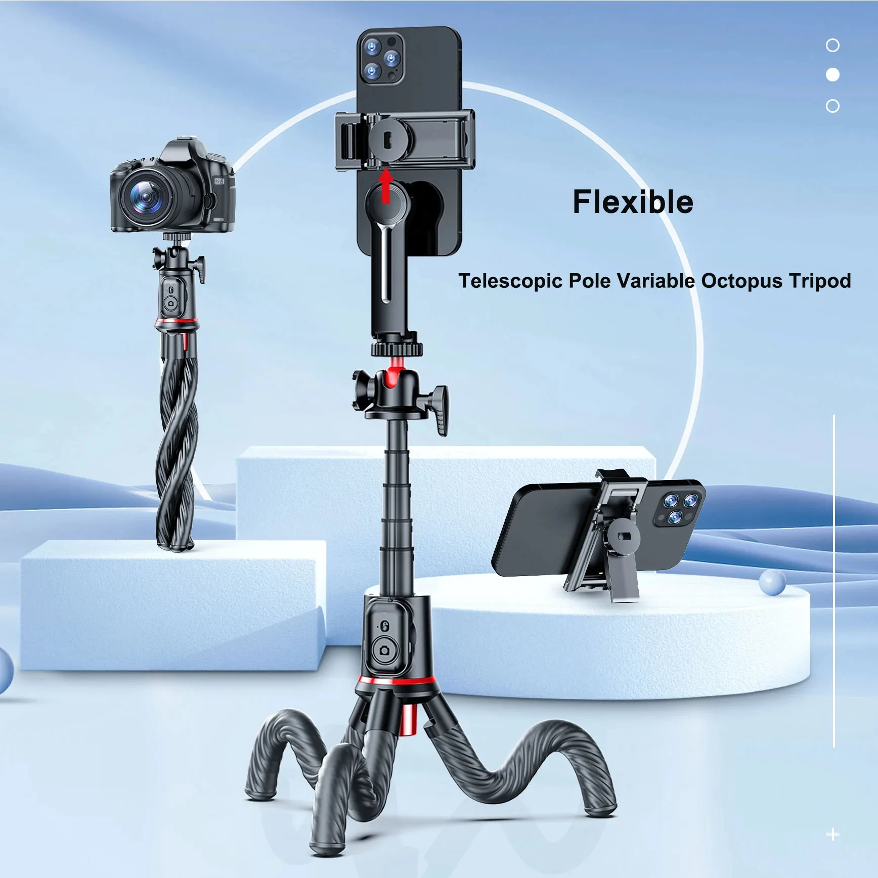 Live Bluetooth Foldable Selfie Stick 360Rotation Flexible Telescopic Pole Variable Octopus Tripod for Xiaomi iPhone Samsung Sony