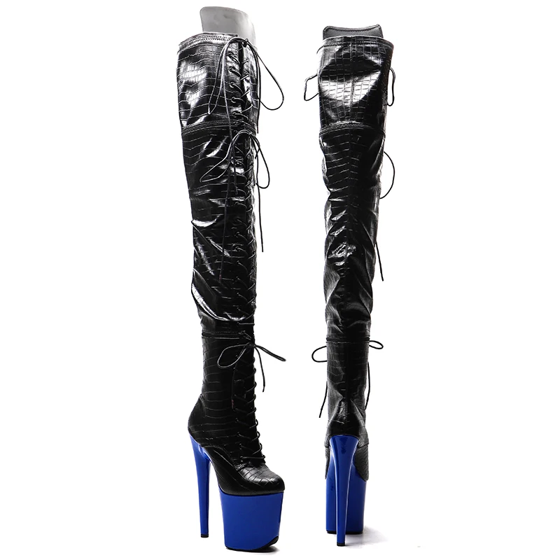 Leecabe 20CM/8inches alligator PU Zipper split boots Women New Design Three ways wear boots Extreme High Heel Detachable boots