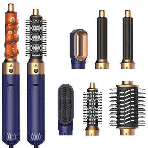 Imagen 2 del producto Herramienta multifuncional 6 en 1 para el cabello, secador de pelo, rizador, cepillo de aire caliente iónico, alisador con cabezal desmontable