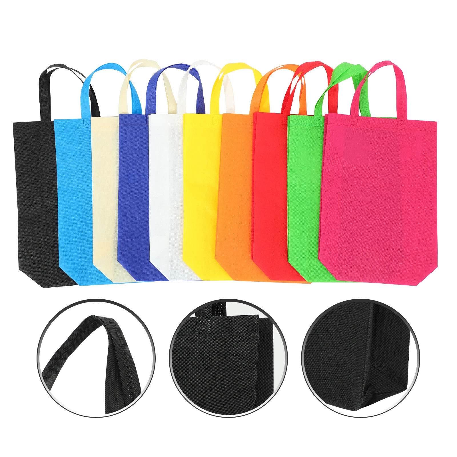 

30 Pcs Woven Tote Bags 25x30x10cm White Foldable Shopping Handbags Storage Outdoor Shopping Bag Gift Travel Home Outdoor Bag